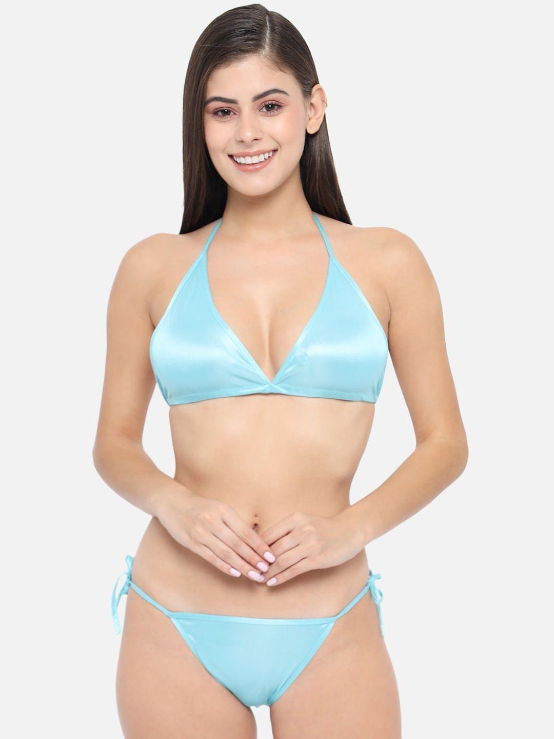 klamotten women sea green solid lingerie set 13gs