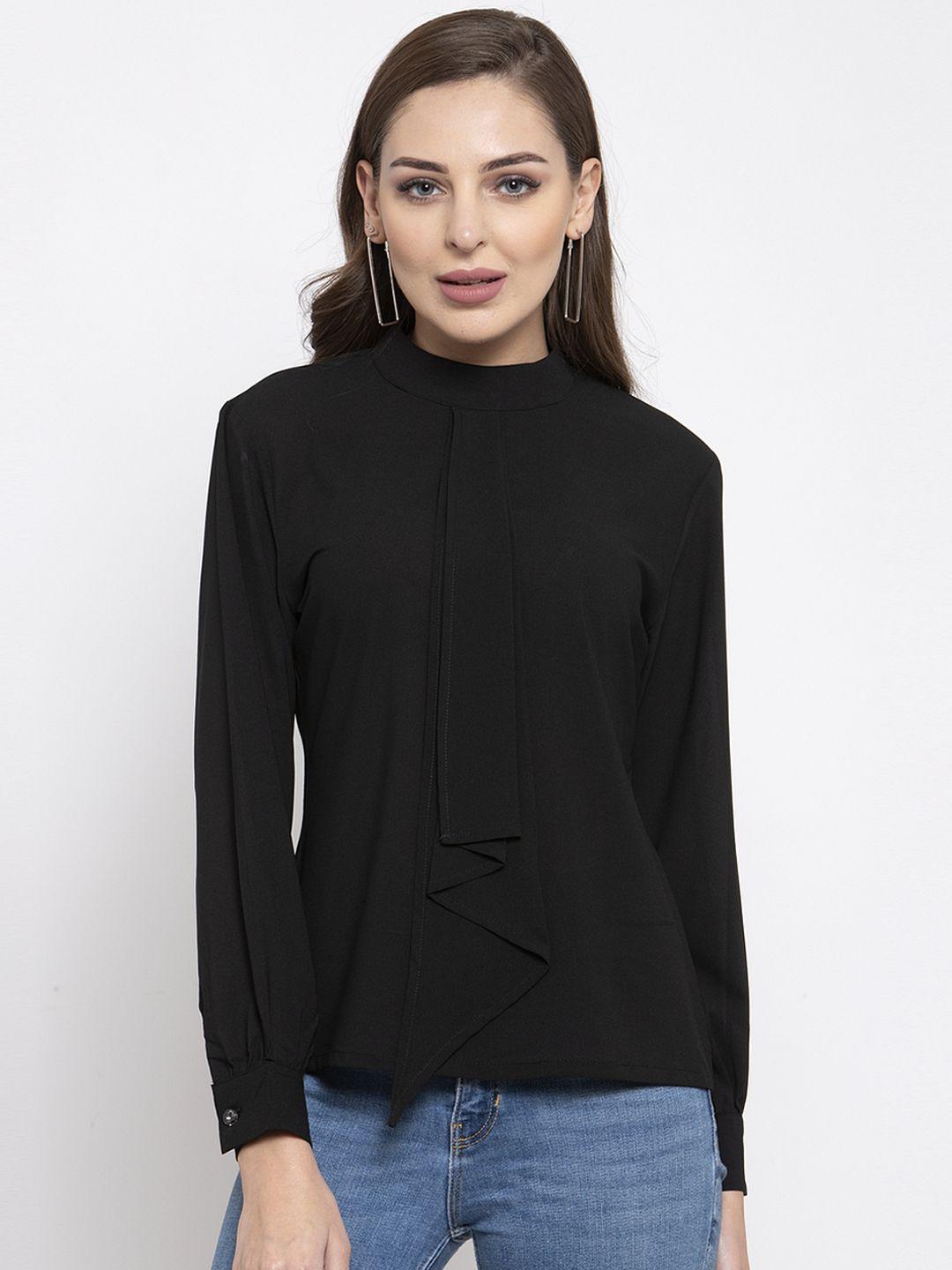 klauressa women black solid tiered top