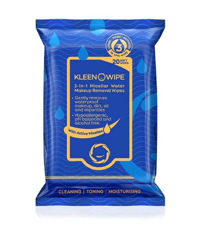 kleenowipe active micellar water 3 in 1 face wipes - 20 wipes