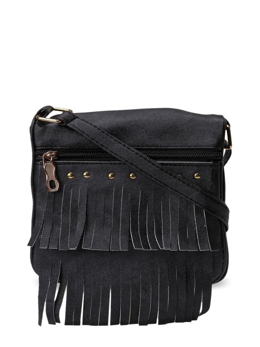 kleio black solid sling bag