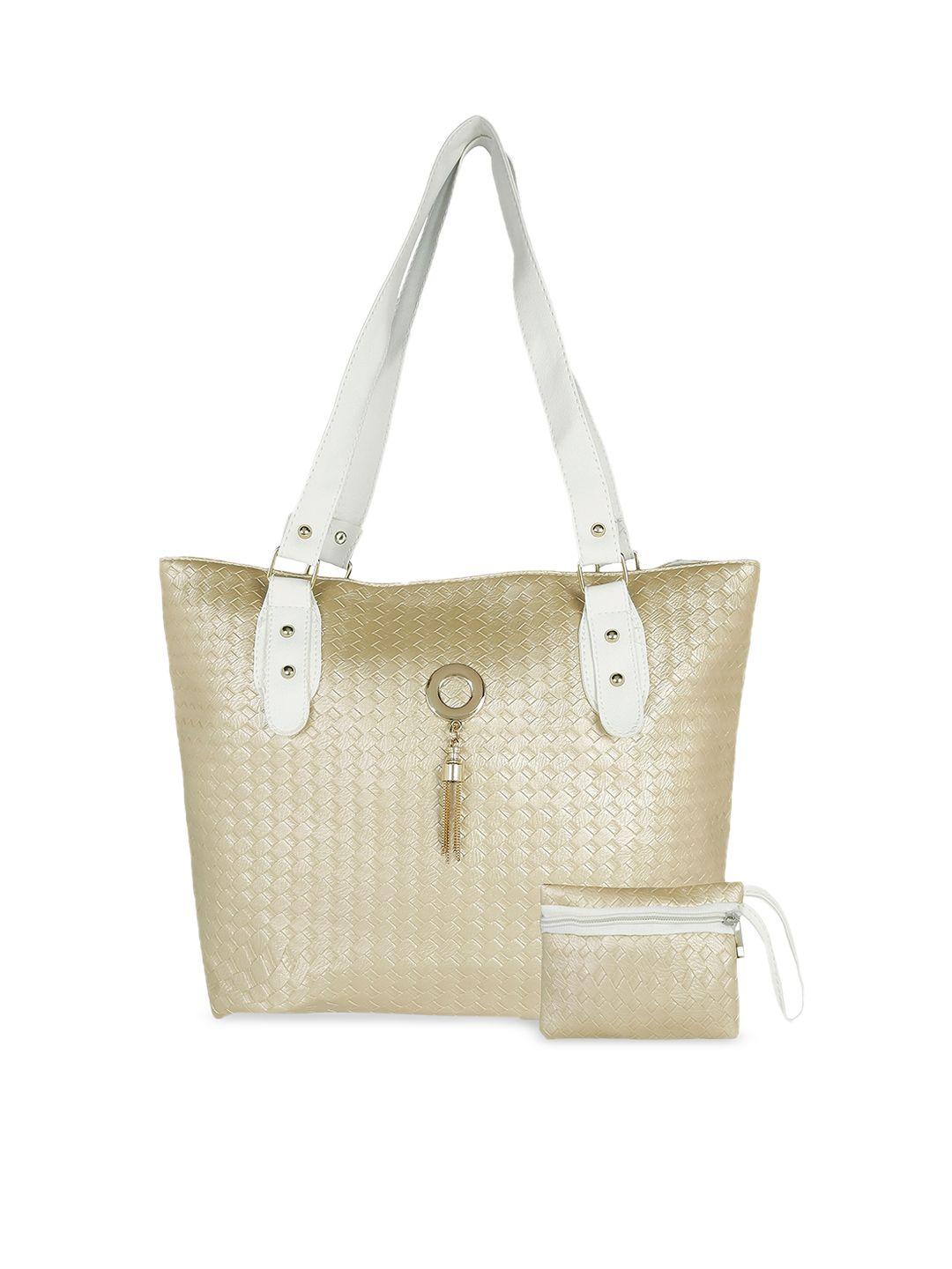 kleio gold-toned textured pu shopper handheld bag
