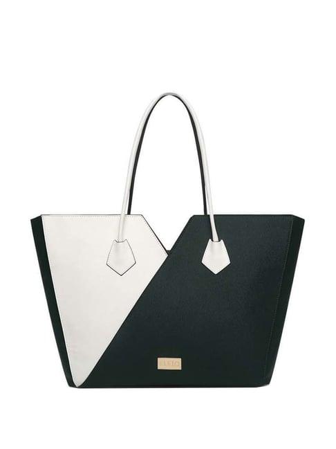 kleio green color block medium tote handbag