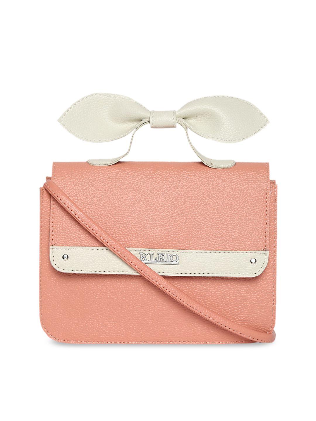 kleio peach-coloured solid satchel