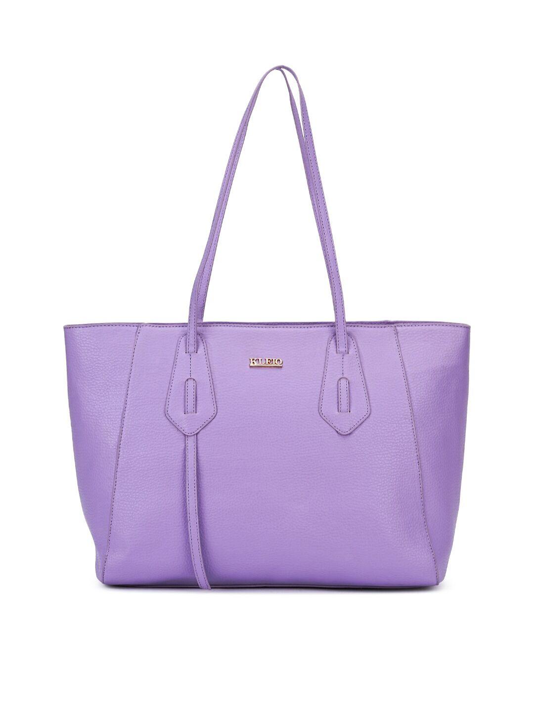 kleio purple pu structured shoulder bag with tasselled