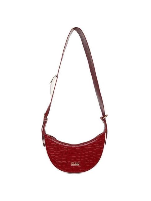 kleio red textured medium sling handbag