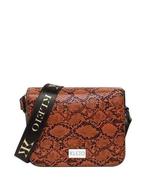 kleio tan textured medium sling handbag