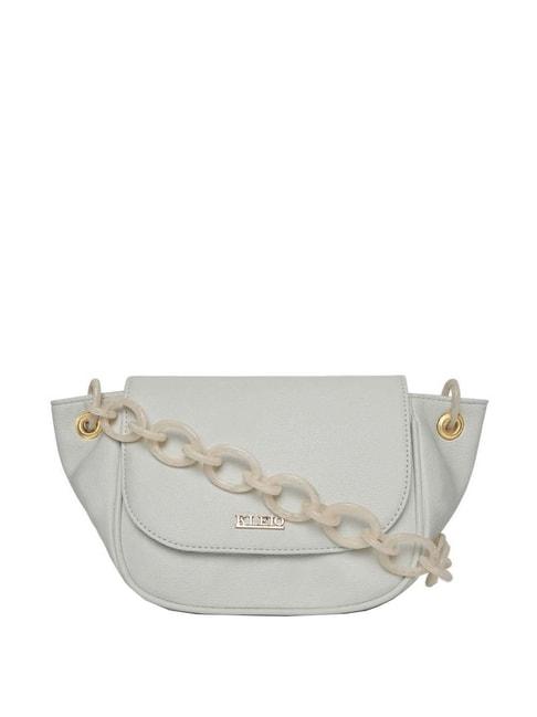kleio white solid medium shoulder handbag