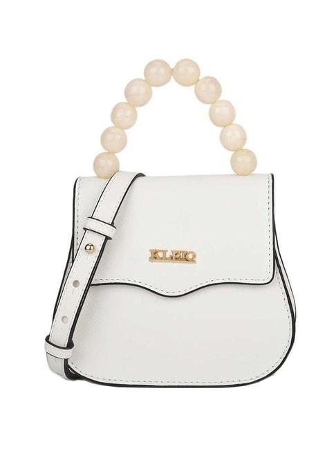 kleio white solid small satchel handbag