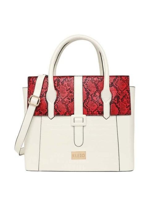 kleio white textured medium handbag