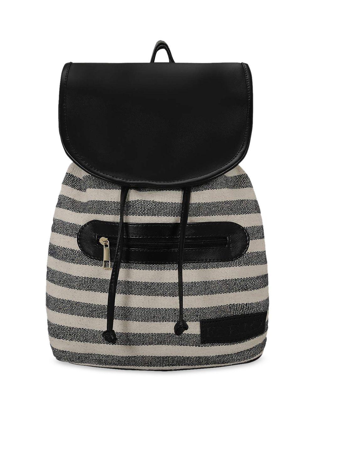 kleio women black & beige striped backpack