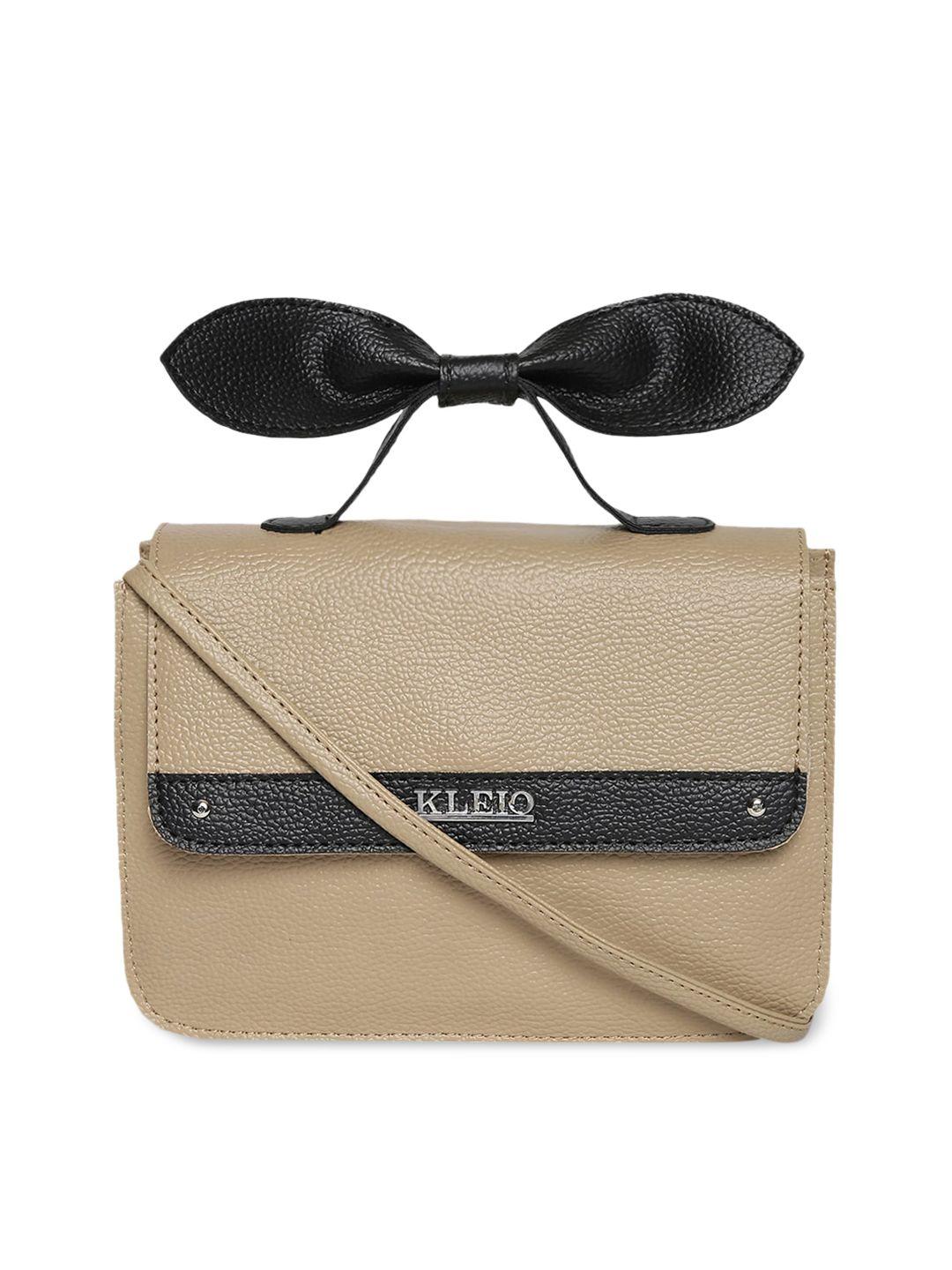 kleio beige & black colourblocked sling bag