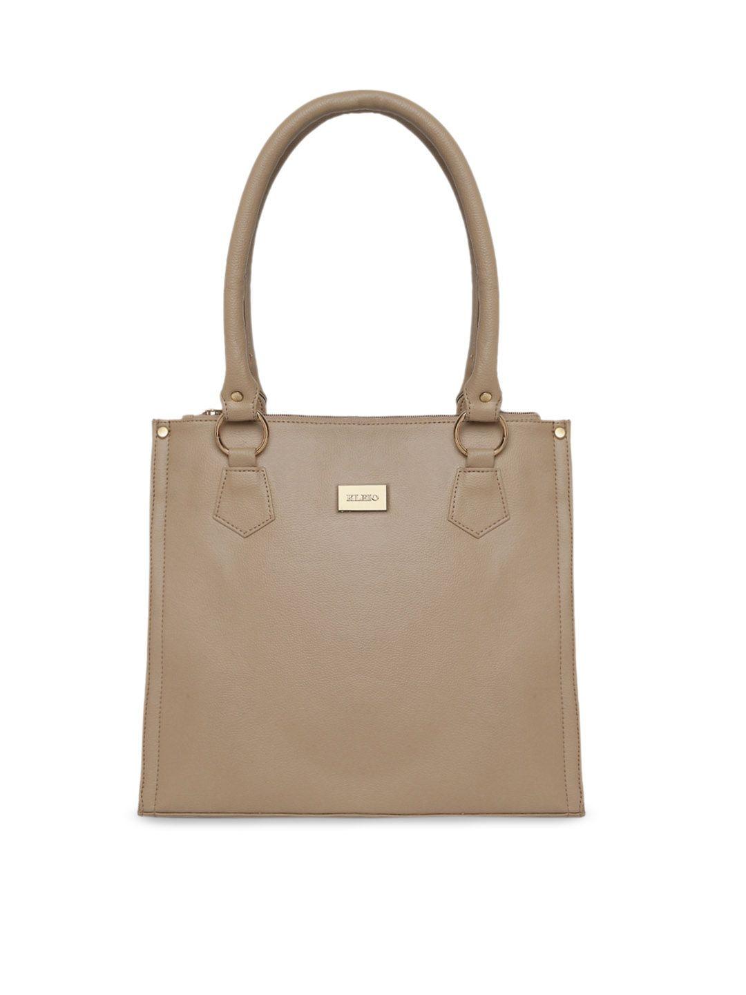 kleio beige solid handheld bag