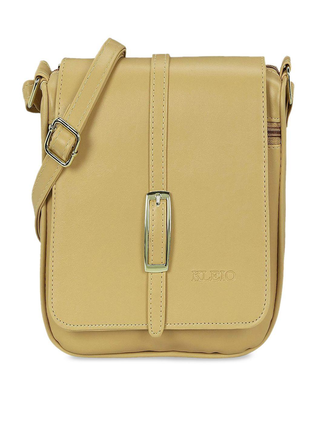 kleio beige solid sling bag