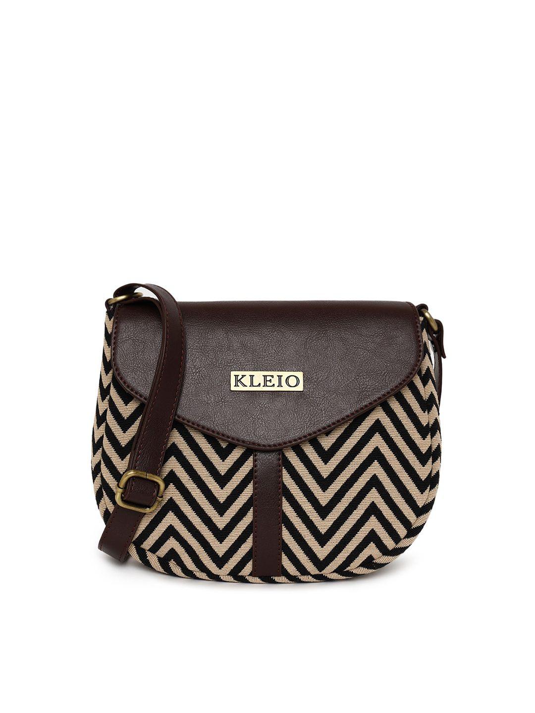 kleio black geometric pu structured sling bag