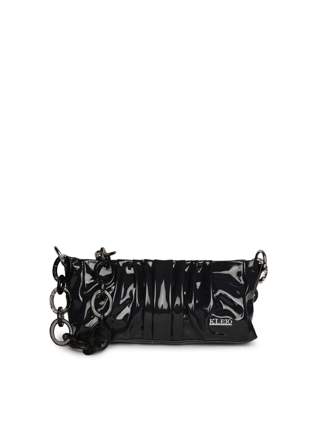 kleio black pu structured sling bag