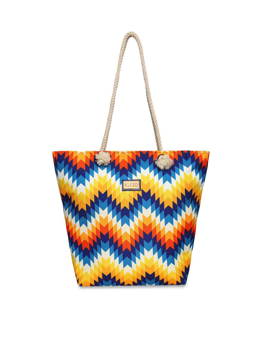 kleio chevron print canvas beach shoulder tote bag