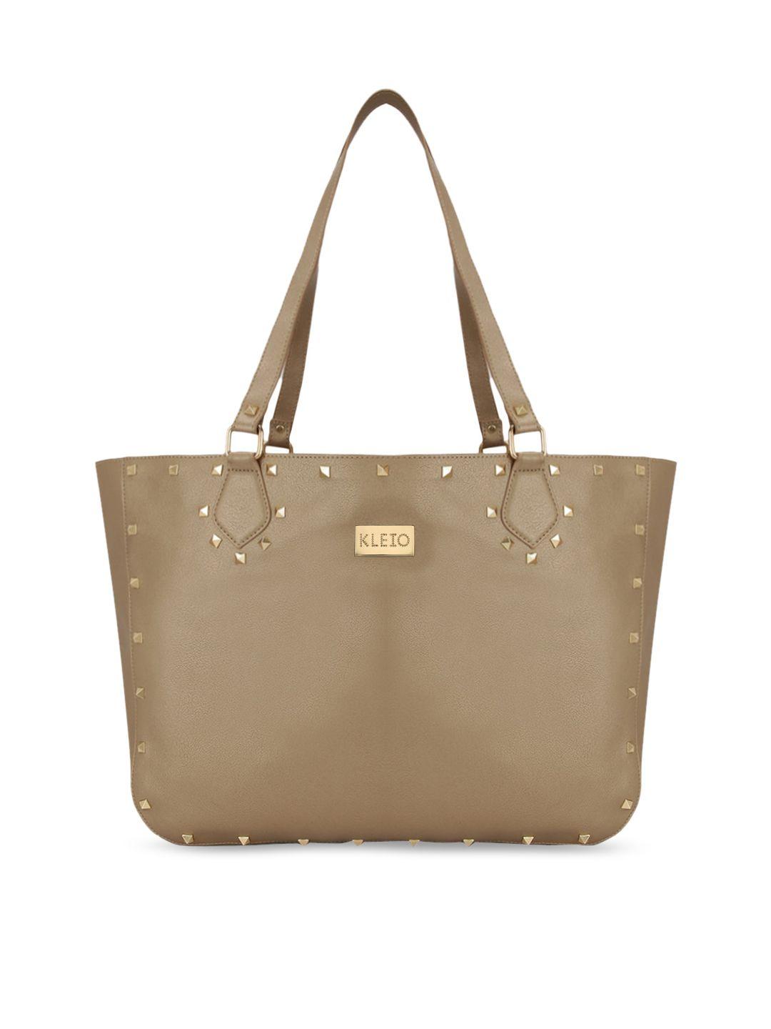 kleio copper-toned oversized structured handheld bag with embellishments