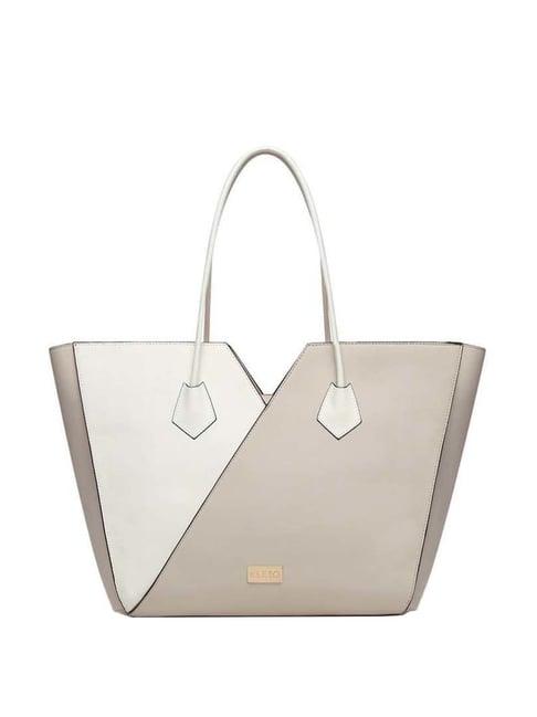 kleio cream color block medium tote handbag