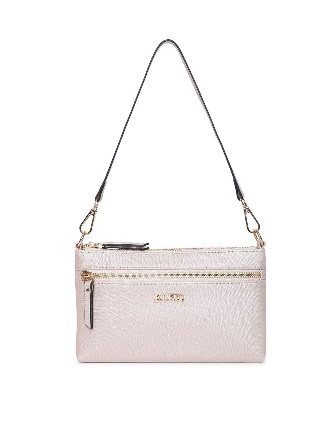 kleio cream-coloured textured pu structured sling bag