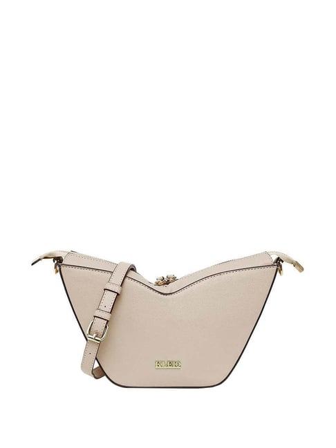 kleio cream solid small sling handbag