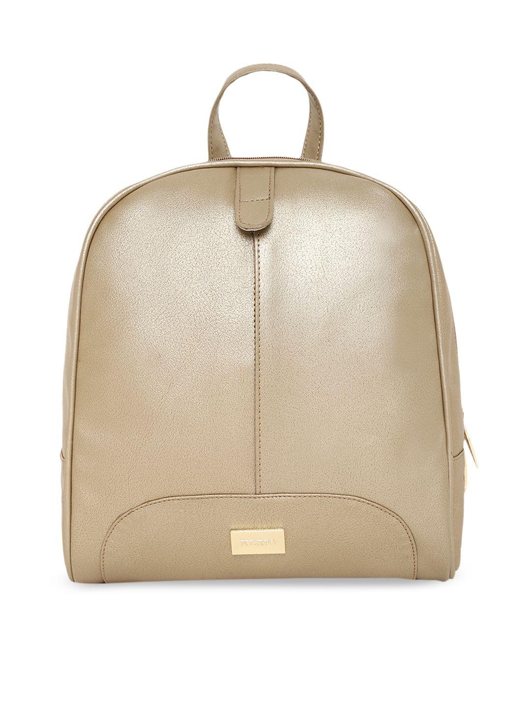 kleio designer women gold-coloured solid backpack