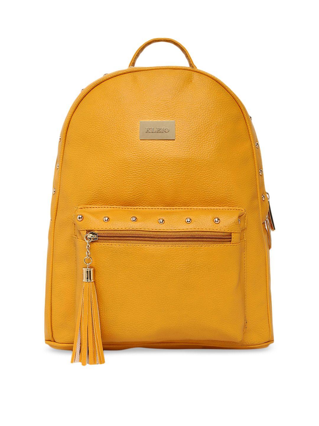 kleio designer women yellow solid embellished backpack