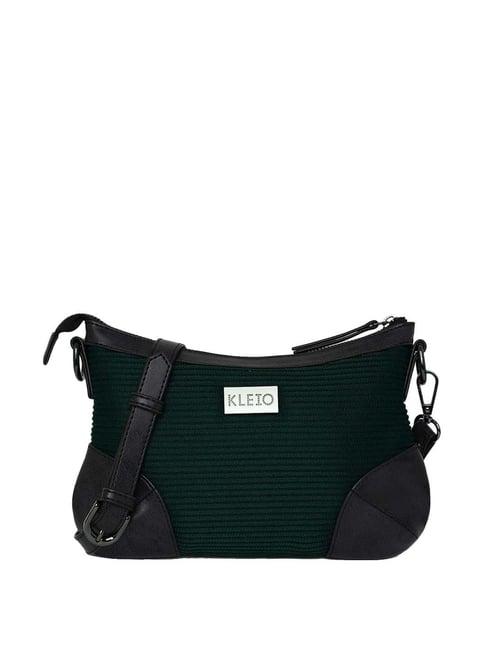 kleio green textured medium sling handbag