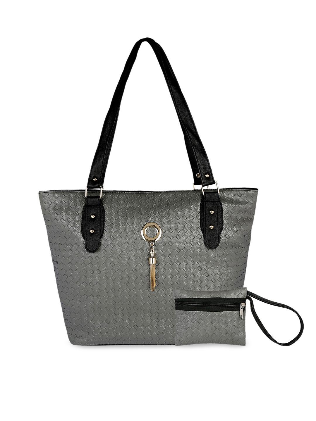 kleio grey pu shopper tote bag