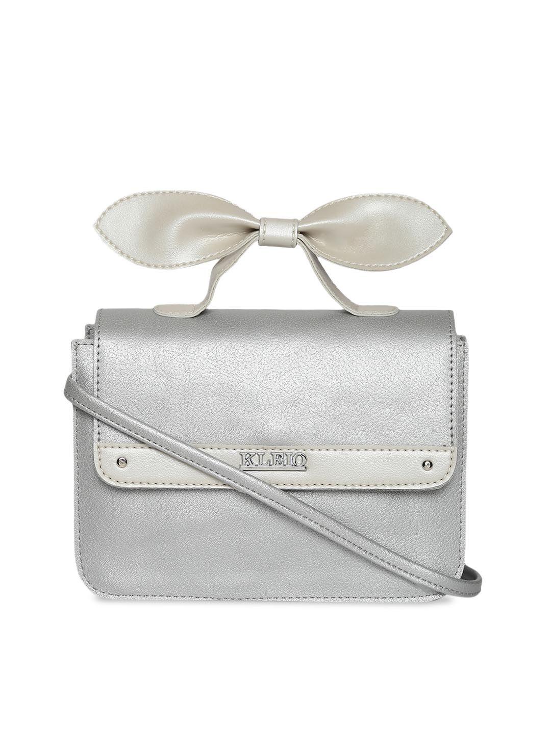 kleio grey solid satchel bag