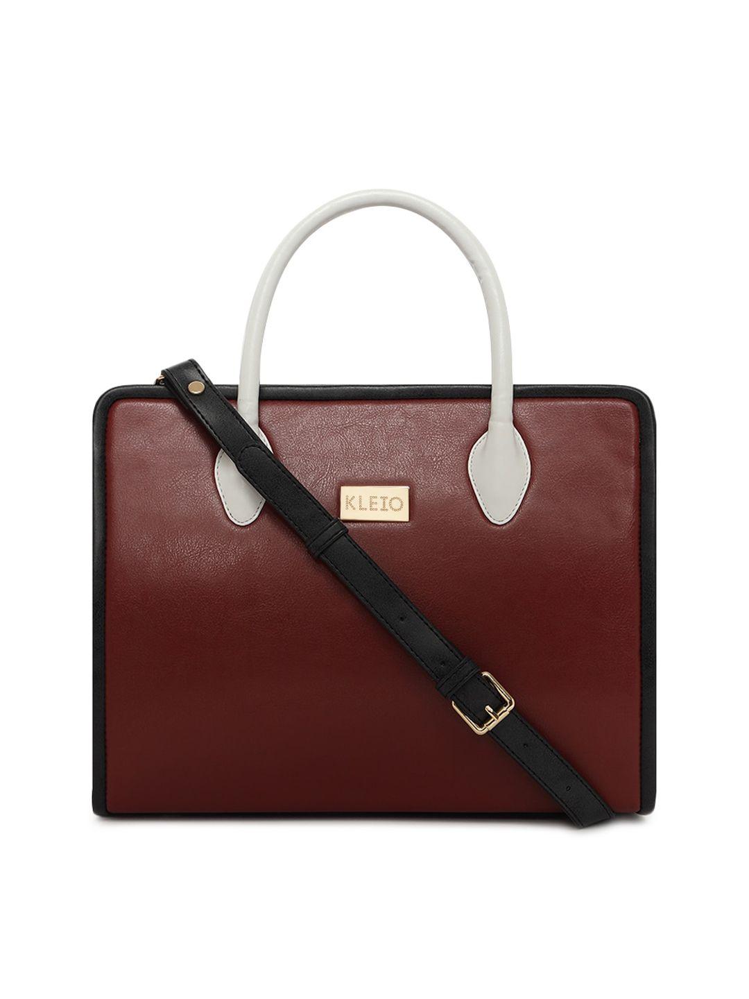 kleio maroon pu structured handheld bag