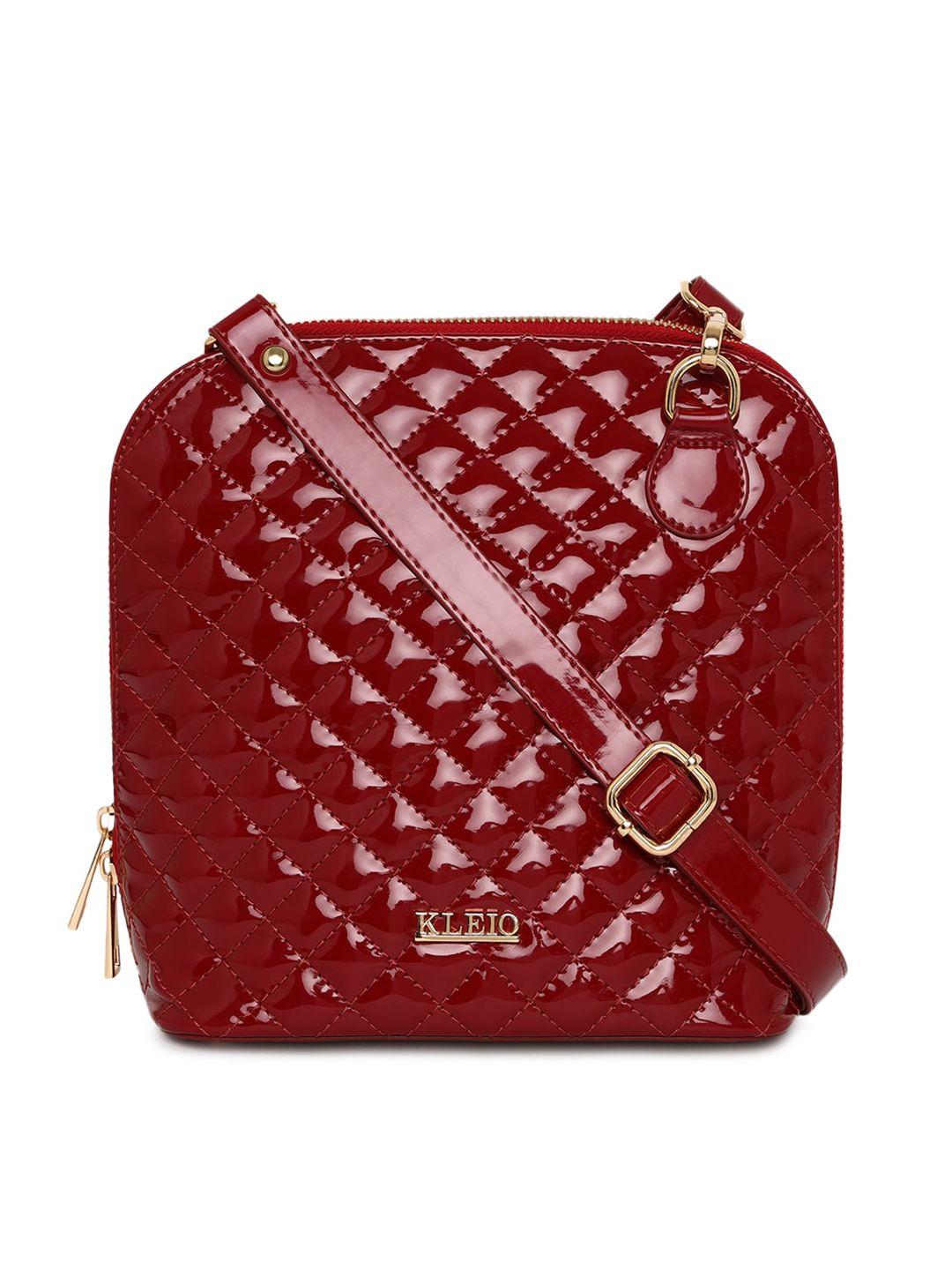 kleio maroon quilted structured sling bag with detachable sling strap