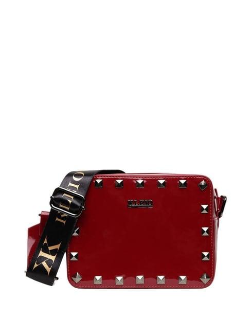 kleio maroon solid small sling handbag