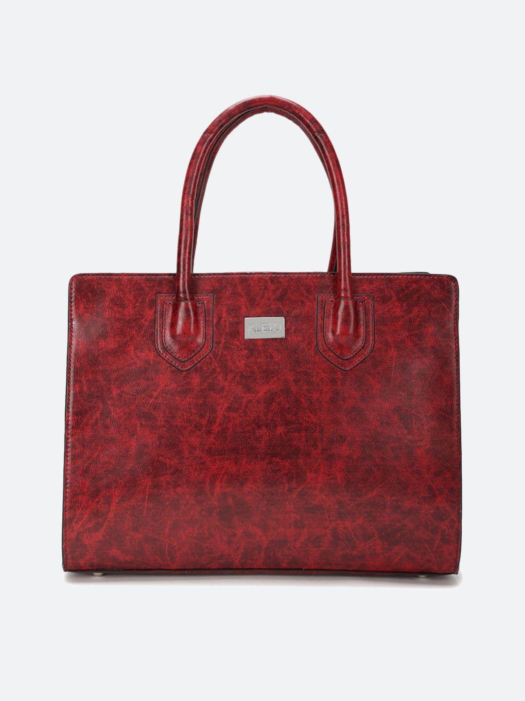 kleio maroon structured handheld bag