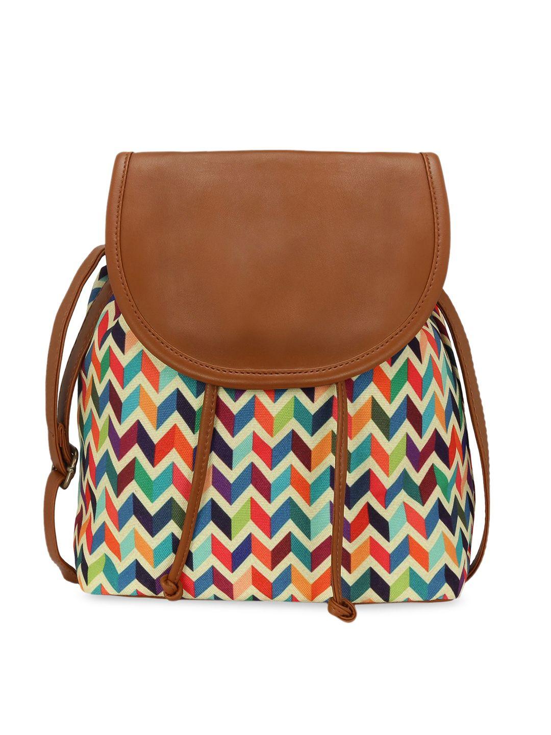 kleio multi geometric printed pu oversized structured handheld bag with fringed