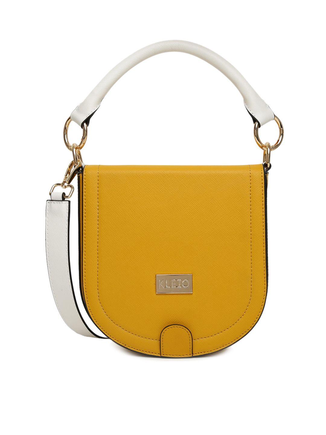 kleio mustard pu half moon sling bag