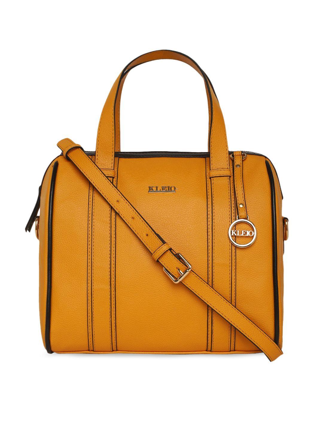 kleio mustard pu structured handheld bag