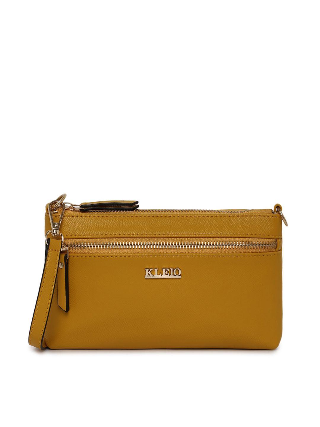 kleio mustard solid structured shoulder bag