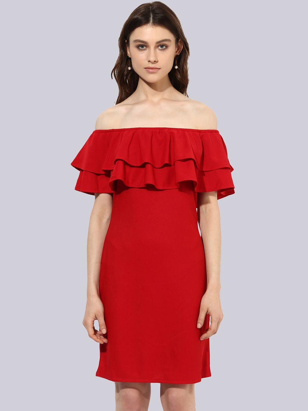 kleio off-shoulder layered sheath dress