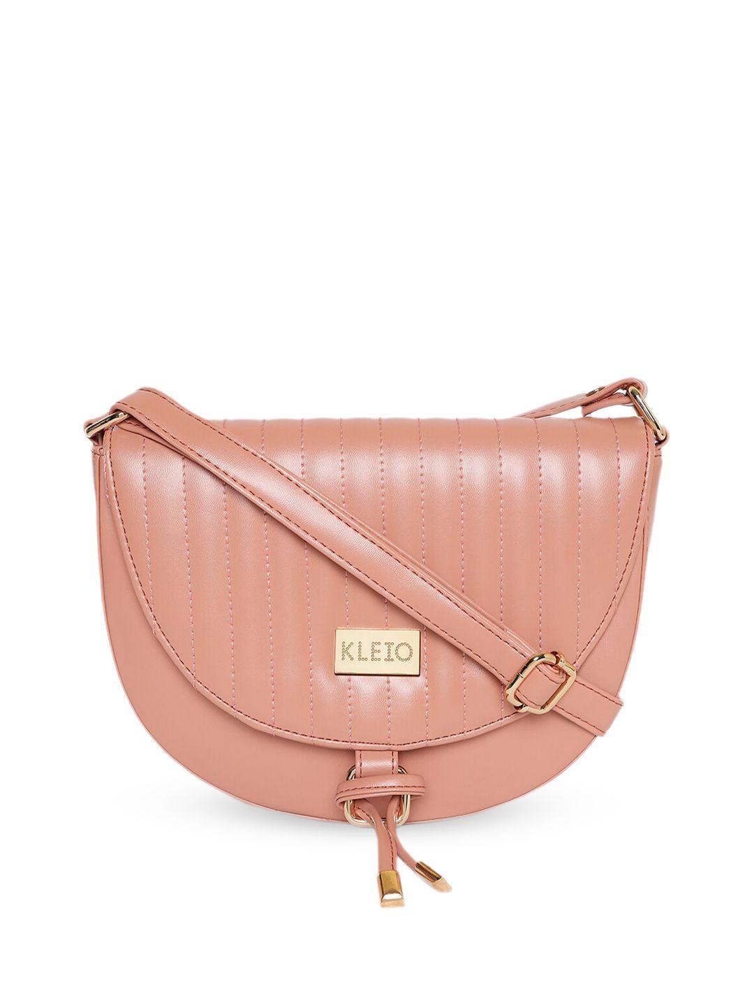 kleio peach-coloured half moon sling bag