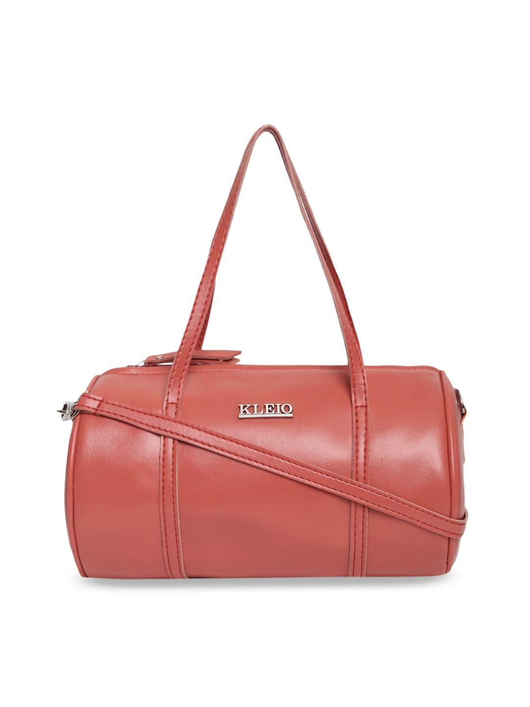 kleio peach-coloured solid handheld bag