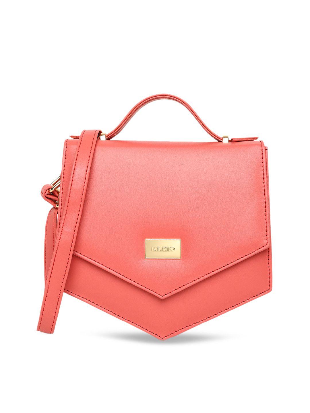 kleio peach-coloured solid satchel