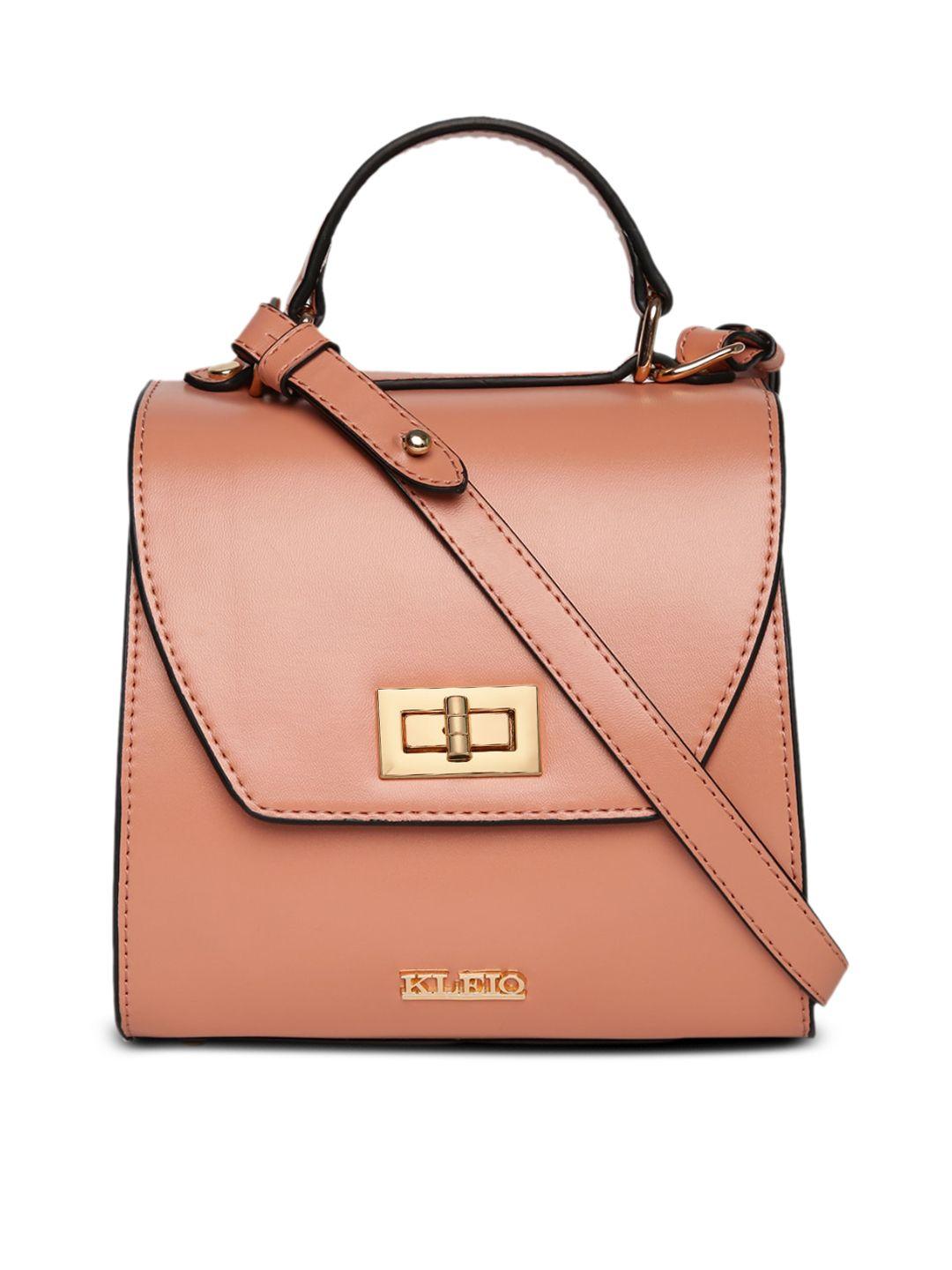 kleio peach-coloured structured satchel handbag