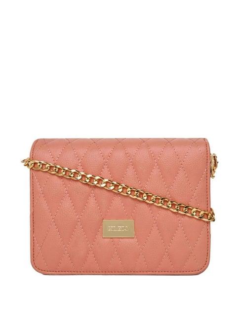 kleio peach quilted medium sling handbag