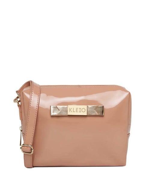 kleio peach solid medium sling handbag