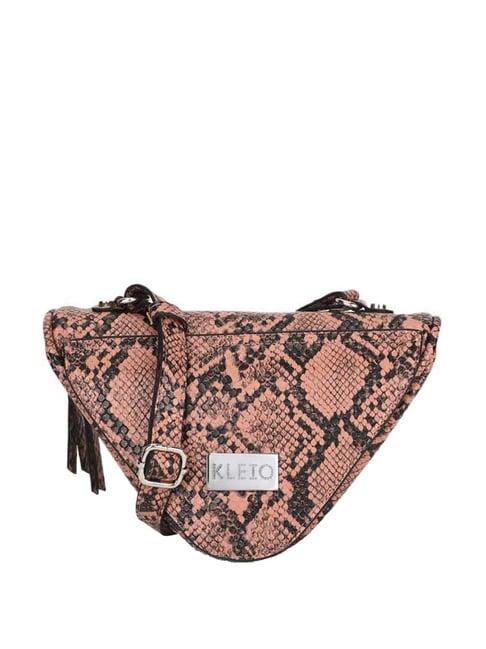 kleio peach textured medium sling handbag