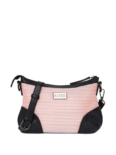 kleio pink textured medium sling handbag