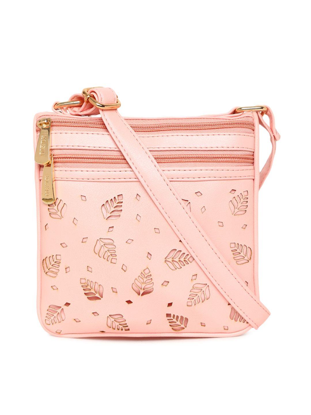 kleio pink textured sling bag
