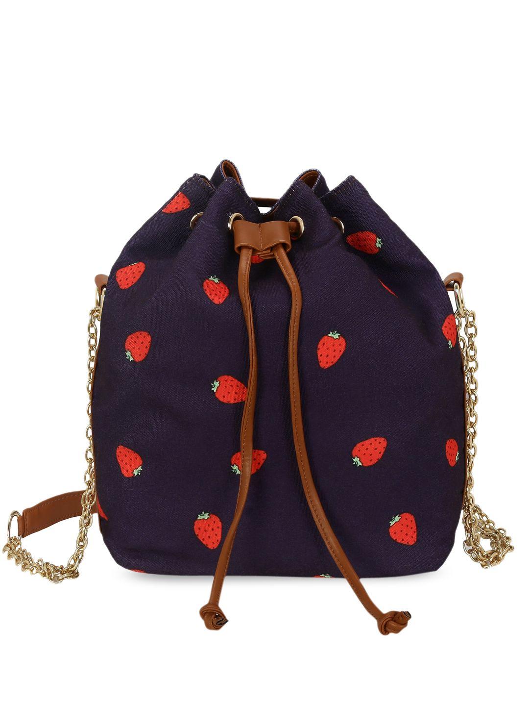 kleio purple printed pu bucket shoulder bag