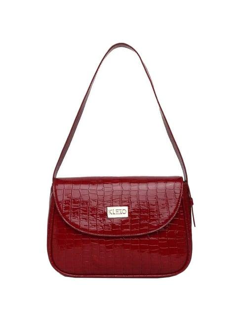 kleio red textured medium shoulder bag