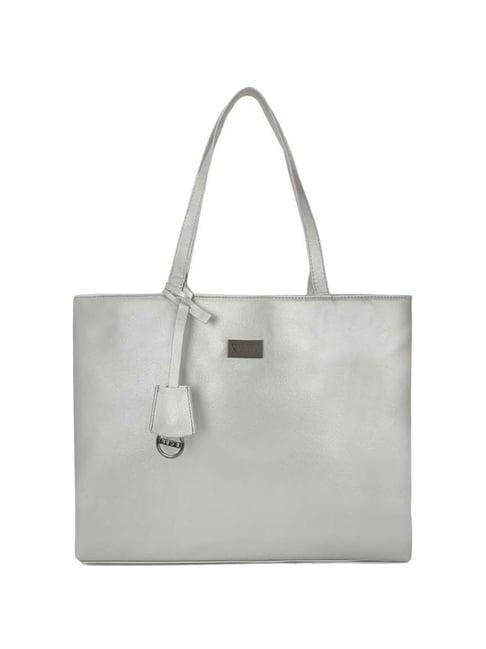 kleio silver solid medium tote handbag